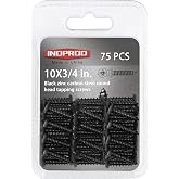 INDPROD #10 x 3/4" Black Wood Screw, Phillips Pan Round Head, Black Zinc Plated Carbon Steel, M5 x 20mm Self Tapping Full Thread Screws, 75 Pieces