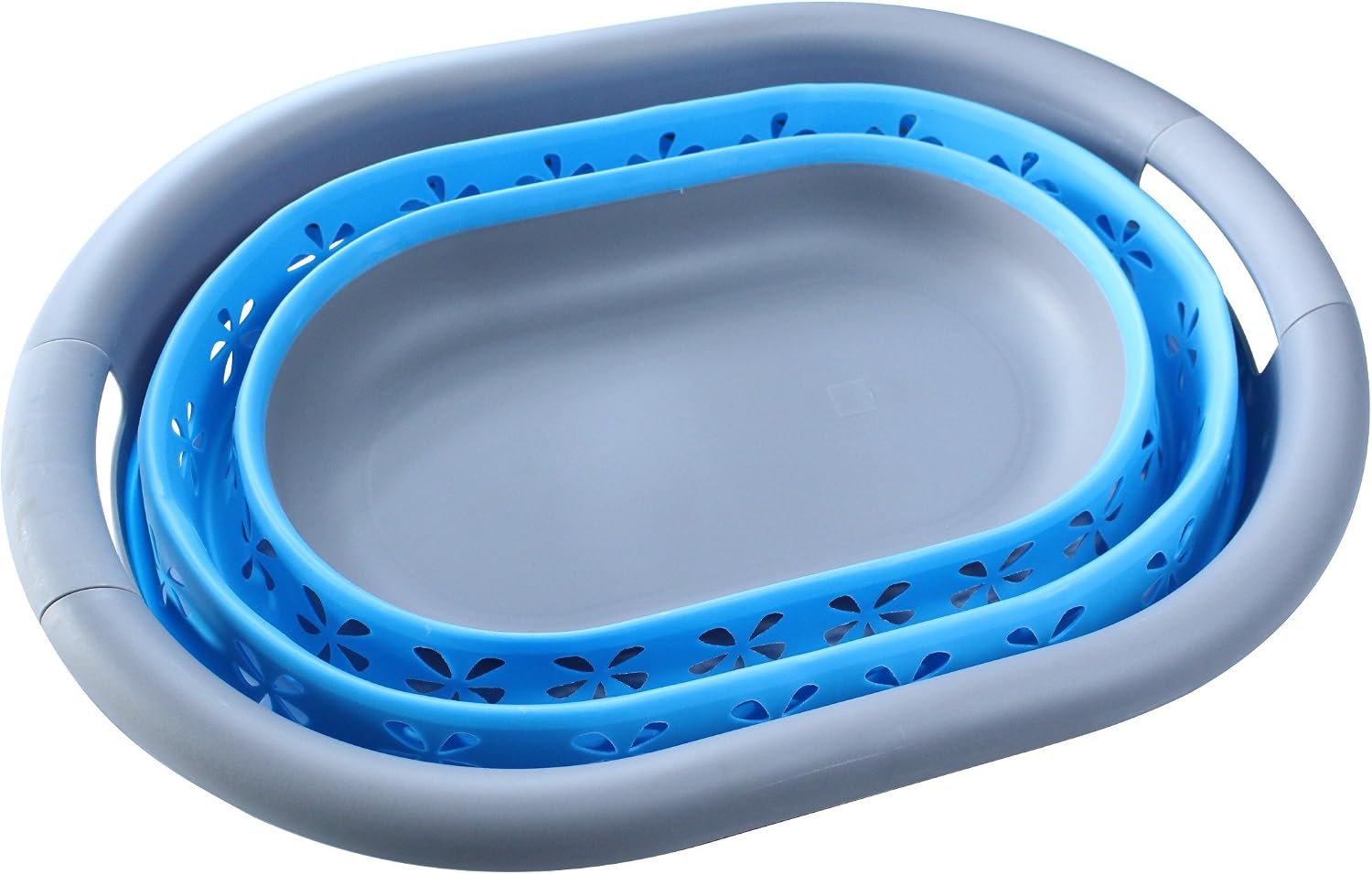 Laundry Master Collapsible Laundry Basket, Blue/Grey, 50 x 37.5 x 6 cm - Image 5