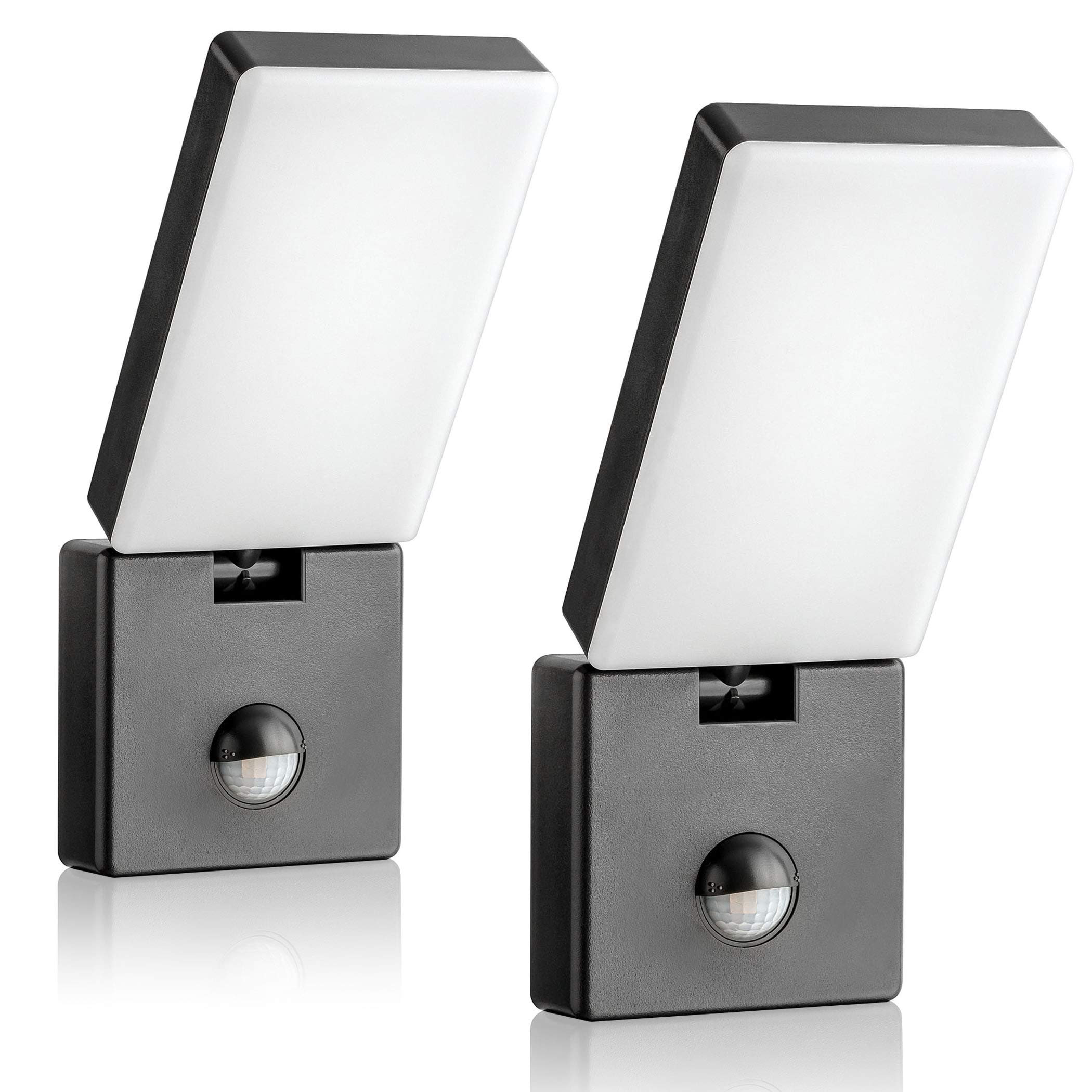 SEBSON Outdoor Lights Mains Powered IP65 - Pack of 2 - Outdoor Garden Lights with PIR Motion Sensor, Adjustable LED Wall Lights 15W, Cool White, 900lm, Outside Lights