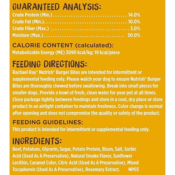 NUTRISH RACHAEL RAY BURGER BITES DOG TREATS, BEEF RECIPE WITH BISON, 30 OZ. POUCH