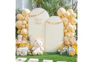 SUPPROMO Beige Arch Cover Set of 2-7.2 and 6ft Beige Arch Backdrop Cover Spandex Wedding Arch Stand Cover for Bridal Shower Birthday Party Baby Shower Banquet Photo Arches Background Decorations