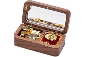 BELLA GLOBE You are My Sunshine Music Box with You are My Sunshine Sunflower Necklace Gift for Women Mom Grandma Daughter Sunflower Pendant Necklace in Wind Up Wood Jewelry Music Box