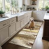 plumlik Washable Runner Rug for Hallway Kitchen, 2x6 Modern Abstract Throw Rugs with Rubber Backing for Entryway, Soft Long Non-Slip Area Rug for Bedroom Home Decor Aesthetic, Brown