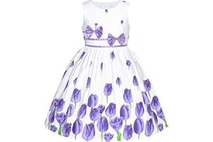 Sunny Fashion Girls Dress Rose Flower Double Bow Tie Party Sundress