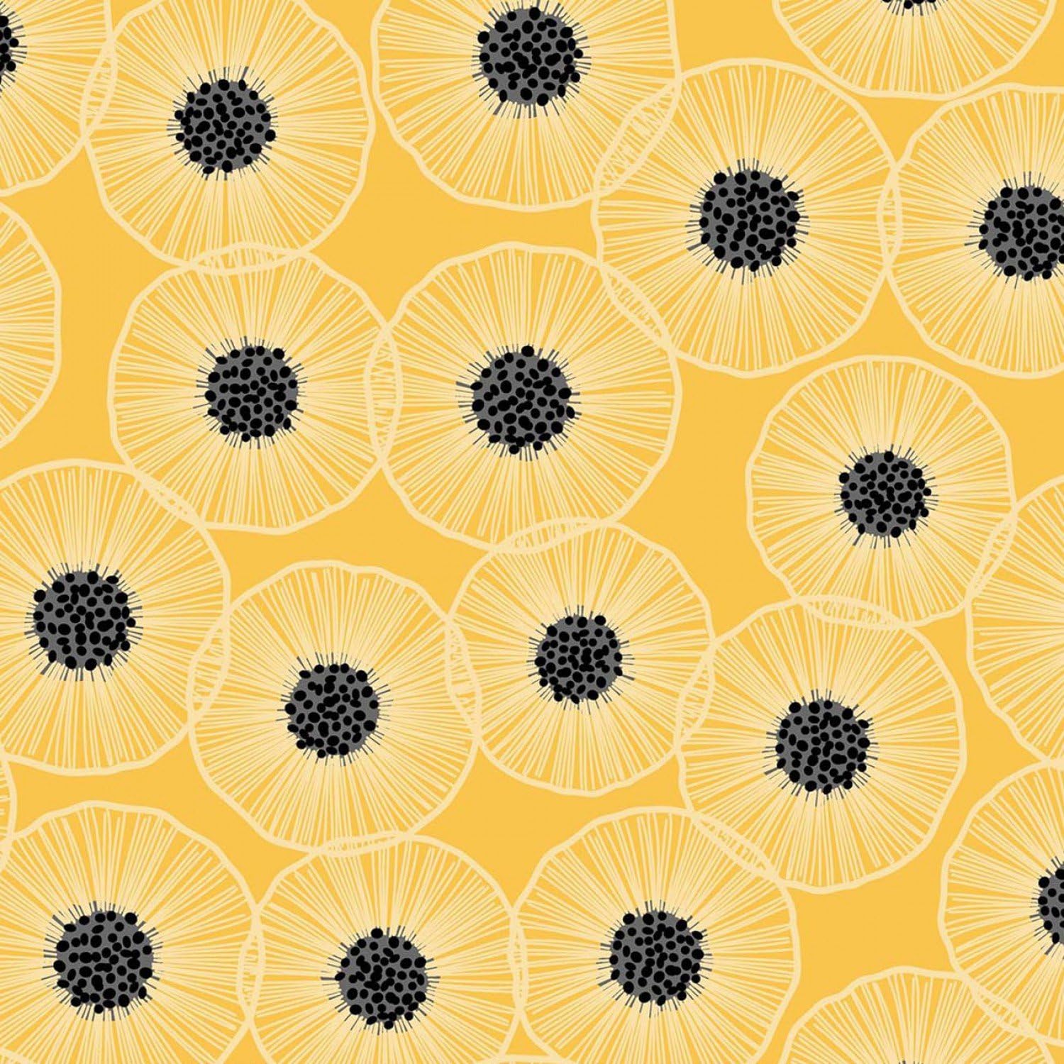Poppy Fabric - Yellow - BY HALF METRE - PL02-100% Cotton