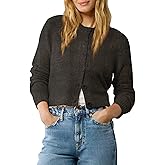 Urban CoCo Women's Crew Neck Cropped Cardigan Sweaters Long Sleeve Open Front Button Down Shrug Sweater Jackets