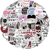 50Pcs Dark Romance Book Stickers for Kindle (Black) | Romance Bookish Sticker Pack for Readers Adult Spicy Booktok Vinyl Decals for Laptop Ebook Reader Water Bottle Girls