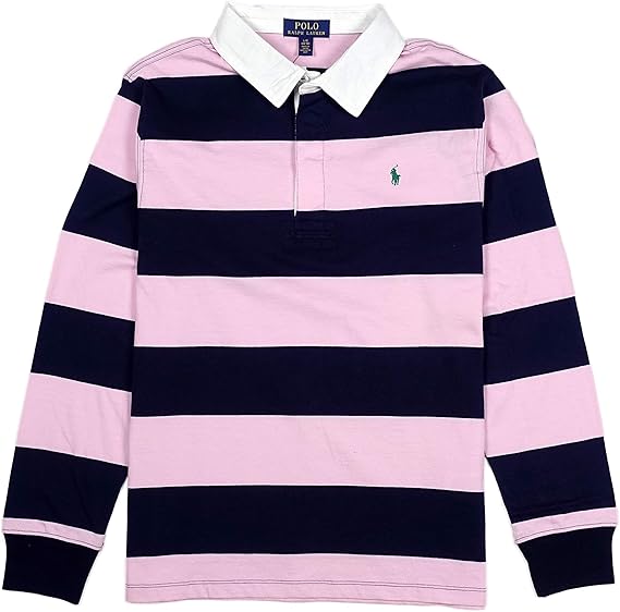 Amazon ポロ ラルフローレン Polo Ralph Lauren ボーイズ Boys 長袖 ラガーシャツ Striped Cotton Jersey Rugby キャメル ピンク Carmel Pink Multi Boyss 日本サイズ140cm 並行輸入品 ポロシャツ 通販