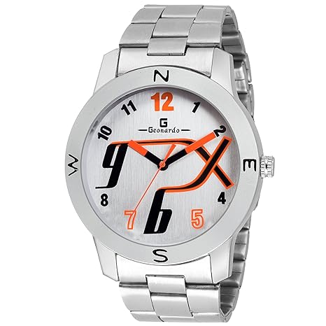 Geonardo Croft Round White Dial Chain Analogue Watch For Men & Boys - Gdm049