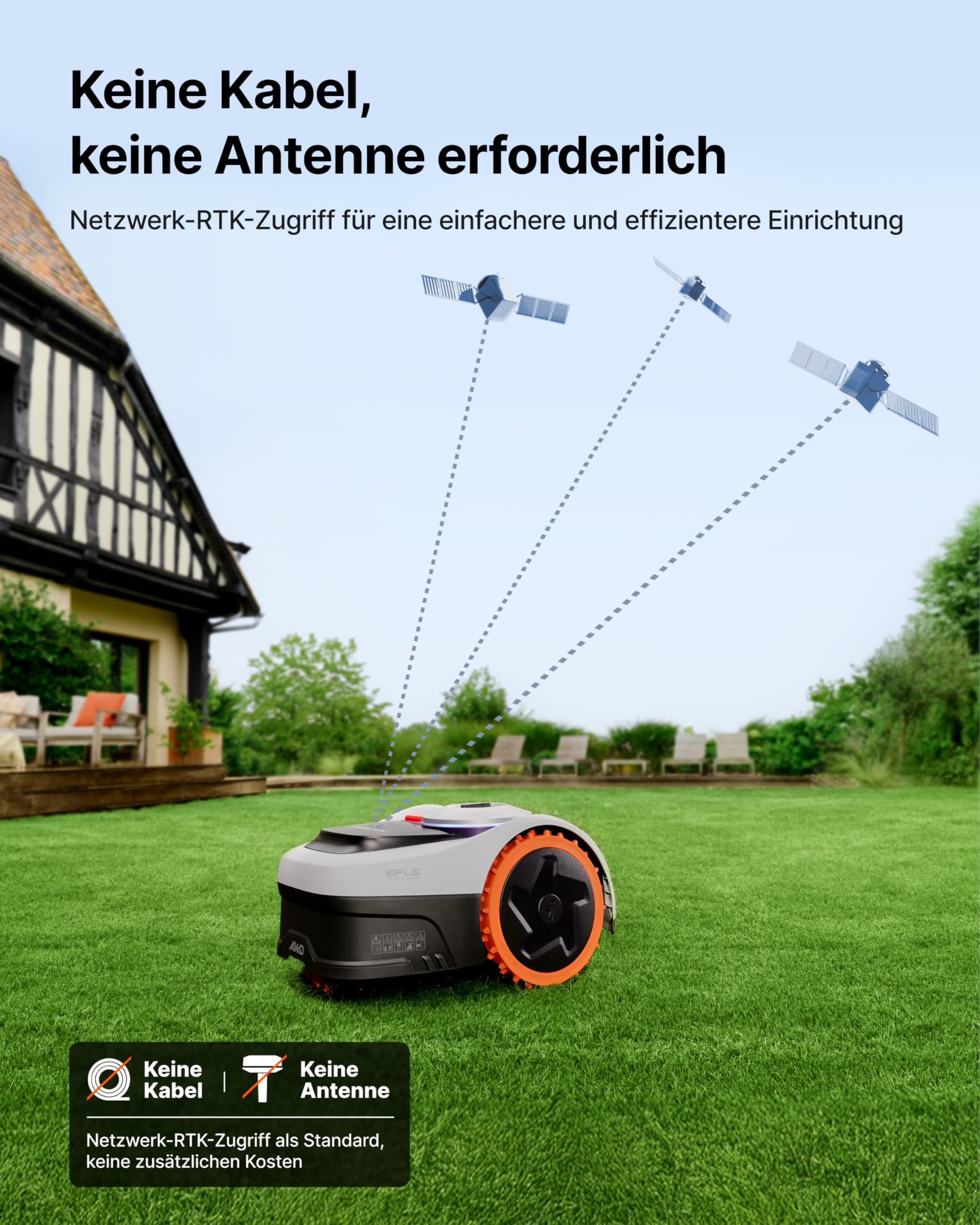 Segway Navimow i205 AWD (Neuer i105E) Mähroboter ohne Begrenzungskabel mit Garage S, für 500 m², Allradantrieb für 45% Steigung, NRTK+Vision, Keine RTK Antenne erforderlich (Getrennter Versand) 4