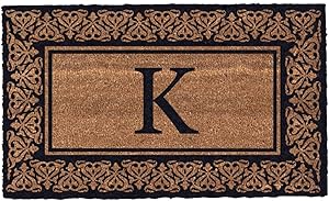 Coco Mats 'N More Black Blooming Hearts Bordered Monogrammed Coco Doormat 22