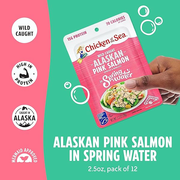 CHICKEN OF THE SEA ALASKAN PINK SALMON IN SPRING WATER, 2.5 OUNCE PACKET