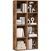 VASAGLE Custos Collection - Bookshelf, Bookcase, Cube Shelf with 8 Compartments, 9.4 x 25.8 x 51 Inches, Storage Shelf, for Living Room, Home Office, Dining Room, Rustic Brown ULBC424K01