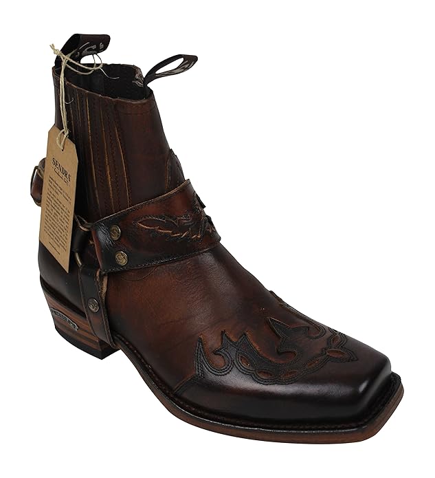 Sendra Boots Stiefel Cowboystiefel 7811 in braun incl. Roy Dunn´s Stiefelknecht, Lederfett und Sendra Tragetasche