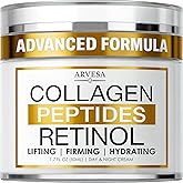 Retinol Cream for Face with Collagen Peptides - Anti Aging Wrinkle Cream for Women and Men - Day-Night Facial Moisturizer with Hyaluronic Acid - Tightening and Skin Firming - Neck & Décolleté
