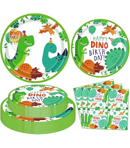 Hegbolke - Set De 4 Nappes Dinosaures 220x130cm - Pour Anniversaire Enfant - Décorations Festives