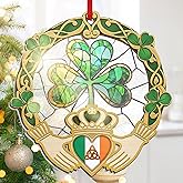 FLAGWIX Christmas Irish Gifts for Women Men - Celtic Knot Claddagh Suncatcher Ornaments 2025 for Tree Decorations - Spiritual Gifts for Women Men, Irish Ornaments for Shamrock Home Decor