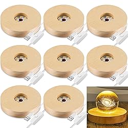 Honoson 8 Pcs Wooden LED Display Base Lighted Base