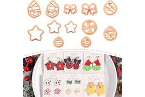 Puocaon Christmas Polymer Clay Cutters - Swirl Candy Clay Cutters for Polymer Clay Jewelry, Bow Star Clay Earring Cutters, Ch