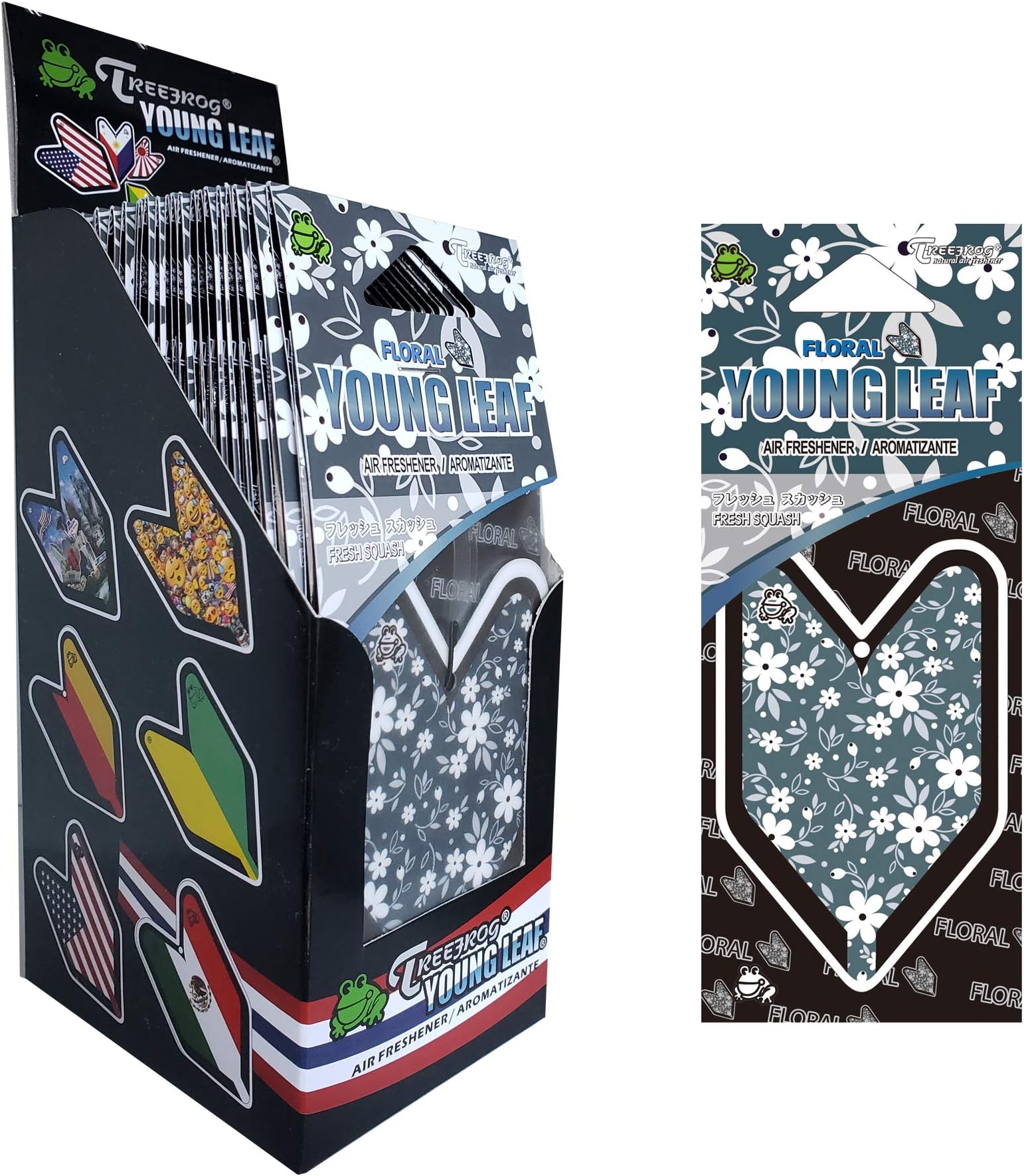 YLFS60 JDM Treefrog Fresh Squash Scents Air Freshener, Floral Black, 1 Box, 24 Piece