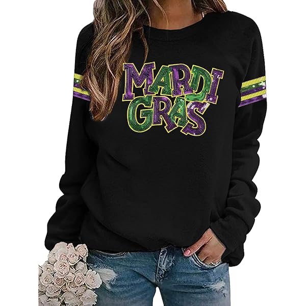 Mardi Gras Shirts For Women LTTVQM Mardi Gras Plus Size Tops For