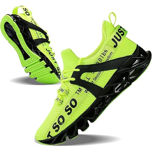 JSLEAP Mens Running Shoes Walking Non Slip Blade Type Sneakers