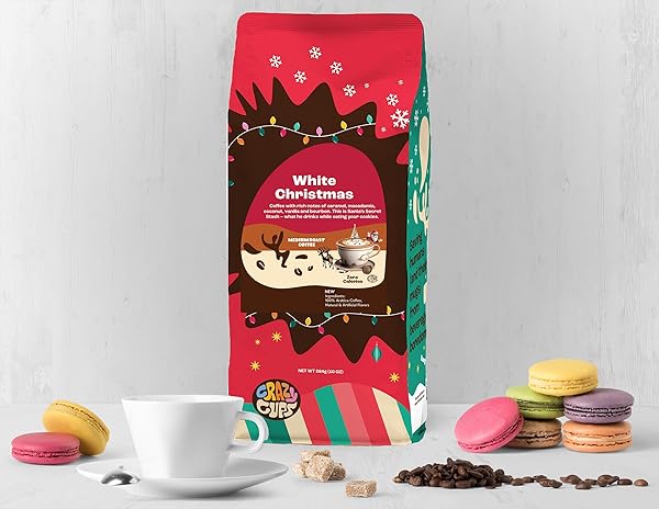 CRAZY CUPS FLAVORED GROUND CHRISTMAS COFFEE, WHITE CHRISTMAS COFFEE IN 10 OZ BAG, FOR BREWING FLAVORED HOT OR ICED, (PACK OF 1)