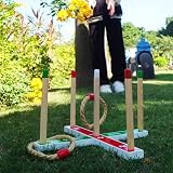 JacJoe All Pro Wooden Ring Toss Game Set 5 Rope Rings with Carry Bag view 7