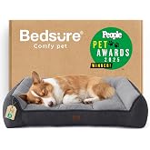 Bedsure SupportMax&reg; Extra Thick Orthopedic Dog Bed Medium Size Dog | People PET AWARDS, 35" Supportive Couch for Senior Dogs, 100% Removable Washable Cover, Comfy Pet Sofa with Sherpa, Grey