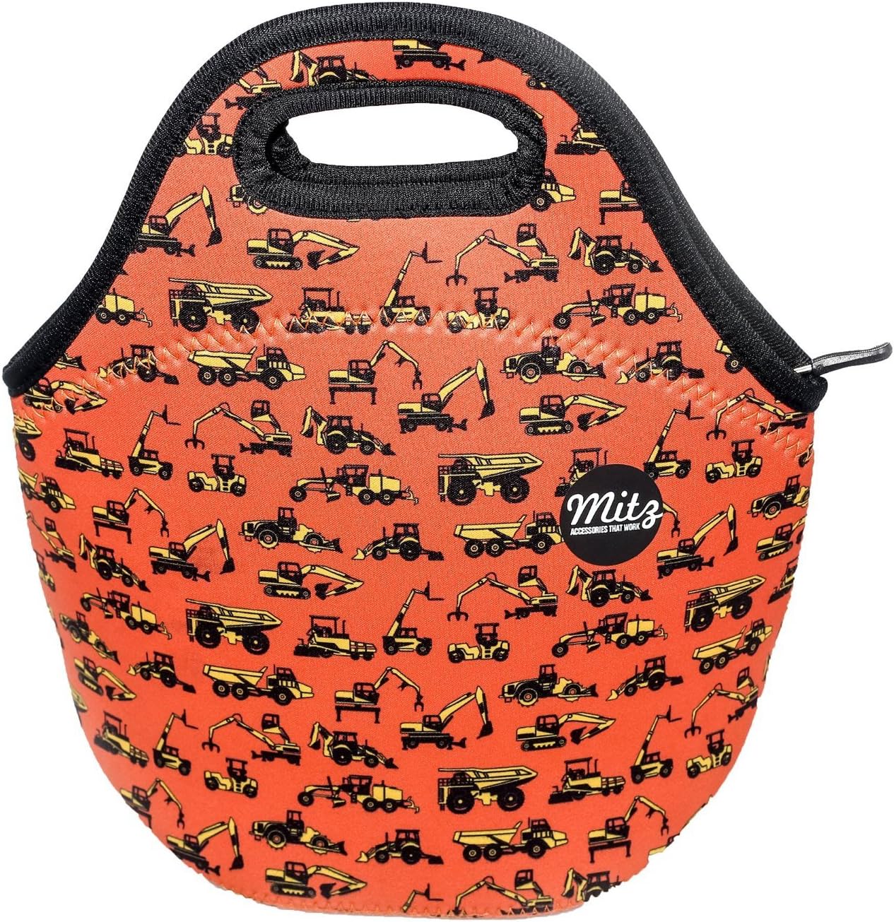 Mitz Accessories Premium Insulated Neoprene Lunch Bag, Construction Trucks Pattern