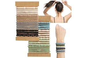 DIYDEC 32PCS Boho Hair Bracelets for Women Elastic Bracelets Hair Ties No Damage Hair Bands for Girls Thick Thin Long Curly Hair Accessories(D Style)