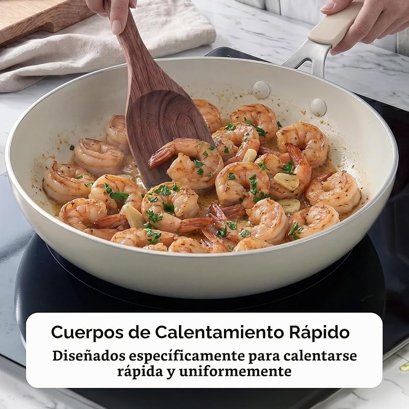 Cacerola de aluminio con revestimiento cerámico antiadherente con tapa de vidrio, 24 cm/4,91 L, libre de PFAS — foto 5 de 8