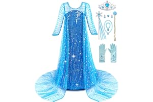 Aoiviss Princess Dresses for Girls Luxury Sequin Princess Costume Kids Fancy Dress up for Halloween Carnival Party Cosplay