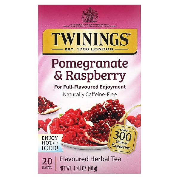 TWININGS POMEGRANATE & RASPBERRY HERBAL TEA INDIVIDUALLY WRAPPED...
