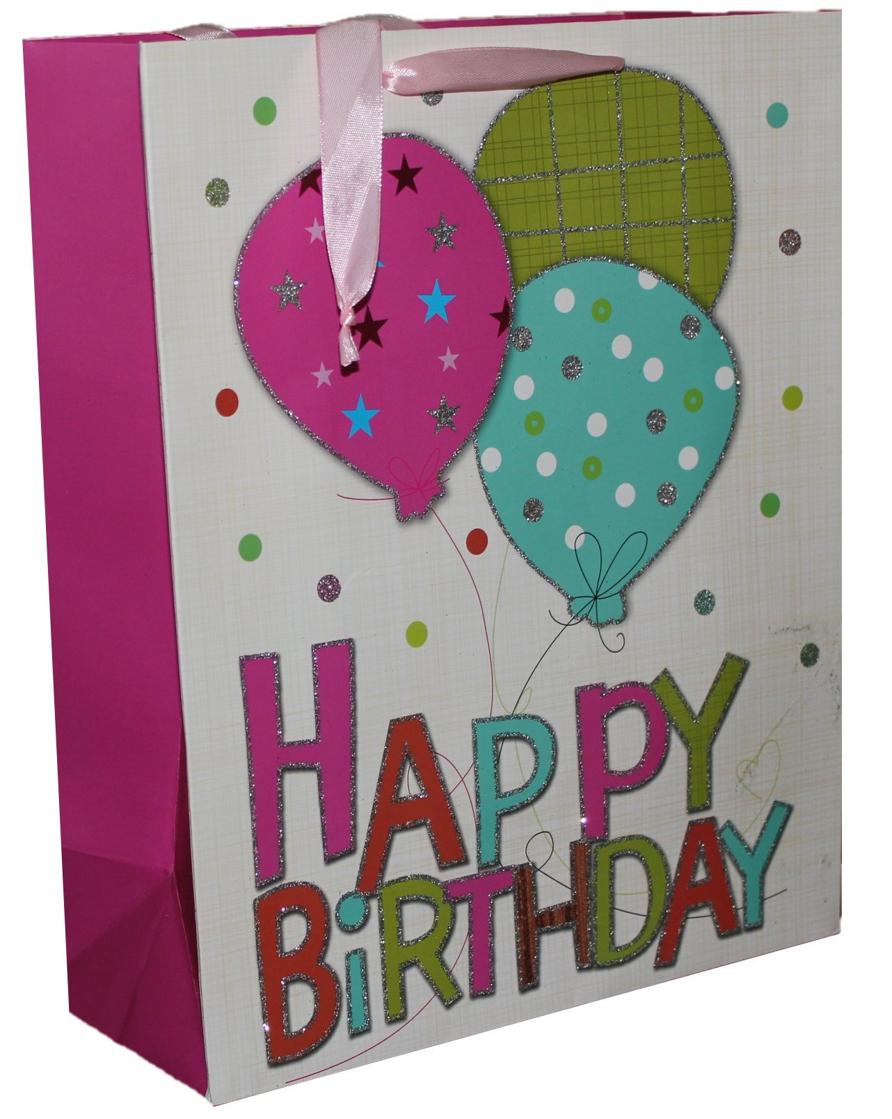 FlexiGoods4-Pack 10.25" H X 12.25" W Premium Quality Gift Bags (4, HBPink)