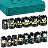 KIRXST 14-Piece 1/2" Drive Shallow Impact Socket