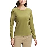 Pioneer Camp Women's Fleece Shirts Long Sleeve Base Layer Running Shirt, Thermal Top Crew Neck Base Layer for Winter