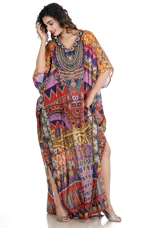 Beach kaftan dress for woman beaded/beach wear/one piece