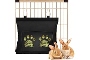 KEXWEN Rabbit Hay Feeder Bag Guinea Pig Hay Feeder.2 Holes The Novel Cute Pet Little Foot Out of The Grass Design,Bunnies Grass Feeding Dispenser Cage Accessories for Small Pets Hay Feeder Bag(Black)