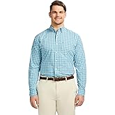 Izod Mens Big and Tall Performance Comfort Long Sleeve Plaid Button Down