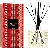 NEST New York Christmas Reed Diffuser, Holiday - The Festive Collection - 5.9 fl oz - Fragrance for Up to 90 Days - Reusable, Refillable Glass Holder - Includes 8 All-Natural Reed Sticks - Flame Free
