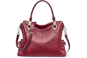 Kattee Top Handle Handbag for Women,Soft Genuine Leather Purses and Handbags Satchel Tote Shoulder Bag with Crossbody Strap
