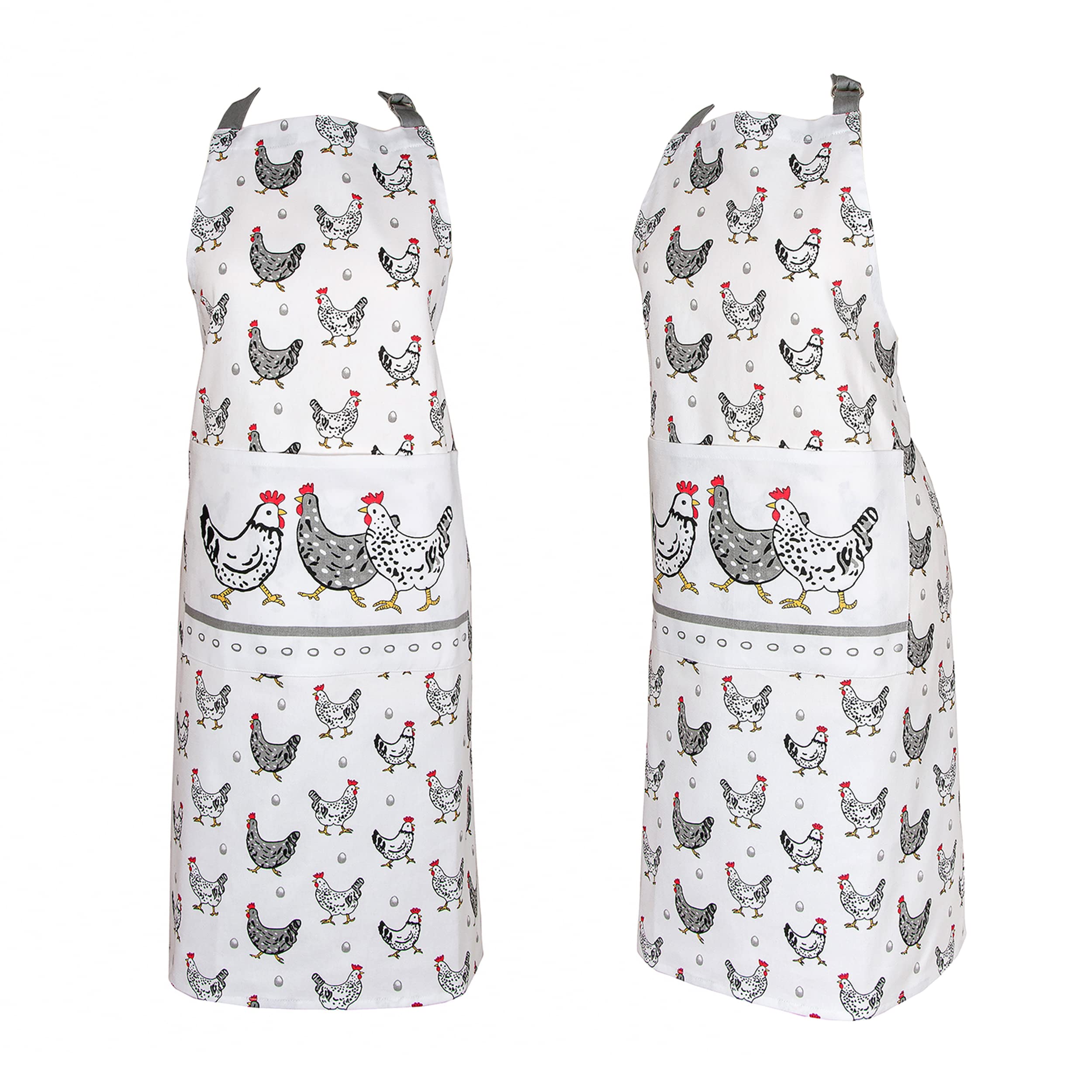 SPOTTED DOG GIFT COMPANY Apron for Women, Kitchen Cooking Apron with Pocket, 100% Cotton Adjustable, Animal Chicken Themed Gifts for Chicken Lovers