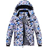MoFiz Boys Waterproof Skiing Jacket Kids Hooded Fleece Winter Snowboard Jackets Windproof Warm Outerwear with Zip Pockets