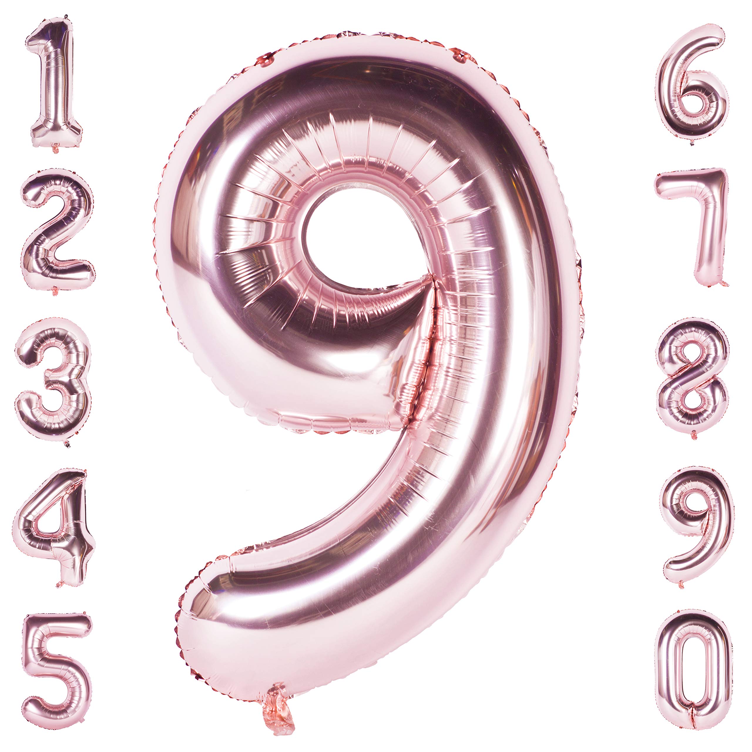 Rose Gold 9 Balloon 40 Inch Giant Helium Foil Number 0 to 9 Rose Gold Balloon Birthday Wedding Party Digital Decorations Number 9