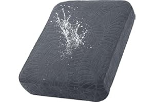 KELUINA 100% Waterproof Couch Cushion Covers, Stretch Leaf Jacquard Sofa Seat Cushion Slipcovers Washable Furniture Protector for Armchair Loveseat Sofa Chaise (Dark Grey,1)