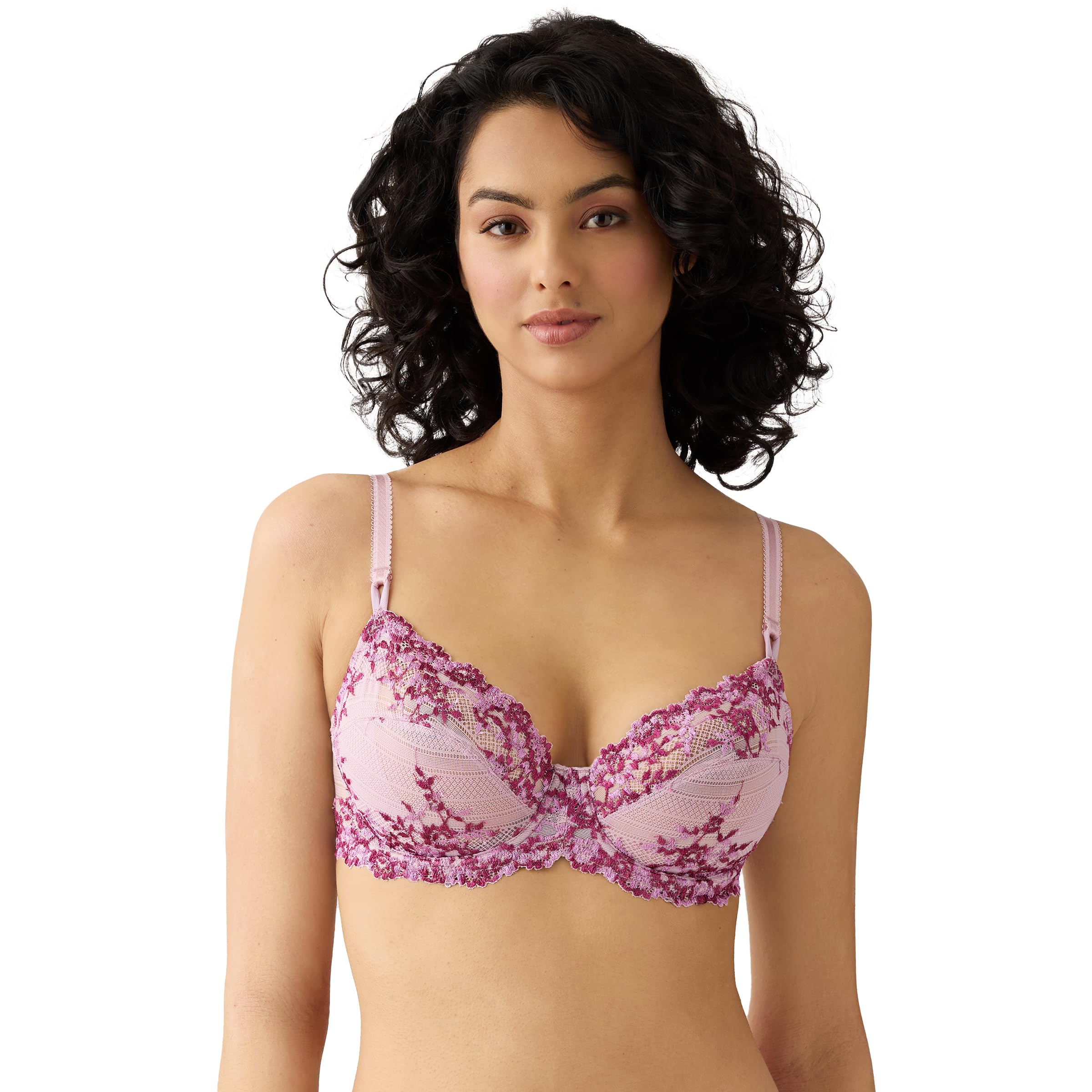 Wacoal Women's Embrace Lace Unlined Underwire Mid Coverage Bra, 65191, Keepsake Lilac Multi, 36DD Image