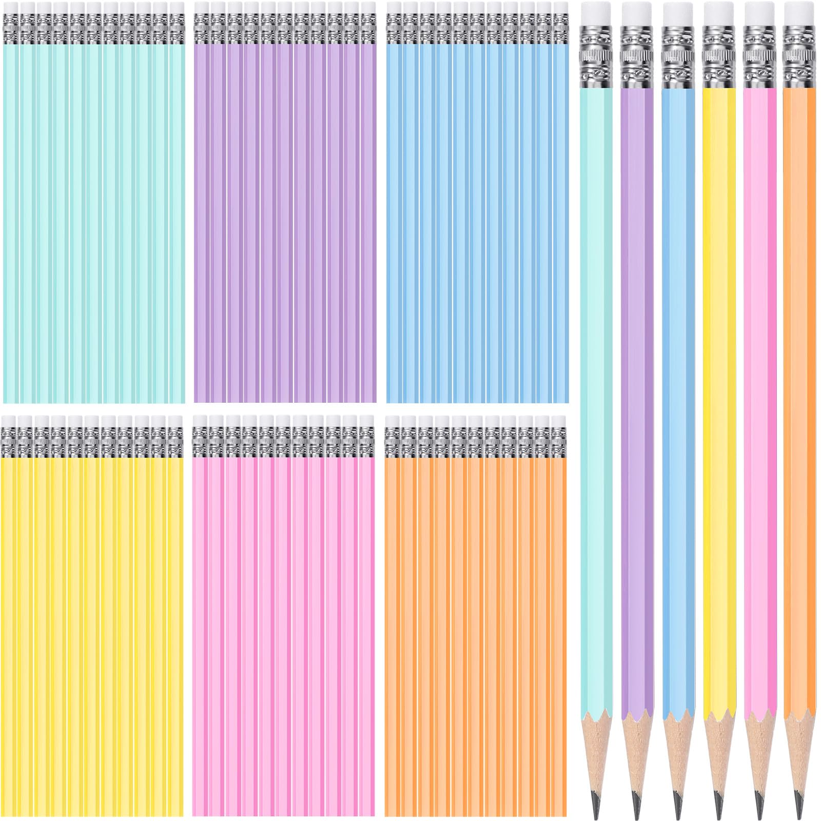 TecUnite 120 Pcs #2 HB Pencils with Eraser No 2 Unsharpened Wooden ...