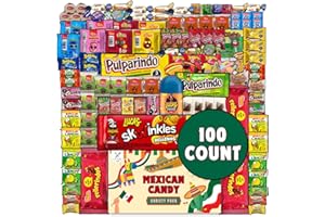 Mexican Candy Mix Variety Box - 100 Count, Spicy, Sour, Salty, and Sweet, Gummy, Chiclets, Lucas, Dulce, Tamarind, Chamoy, Mazapan, Limon, Candy Powder, Bulk Gift Pack by La Voie Foods
