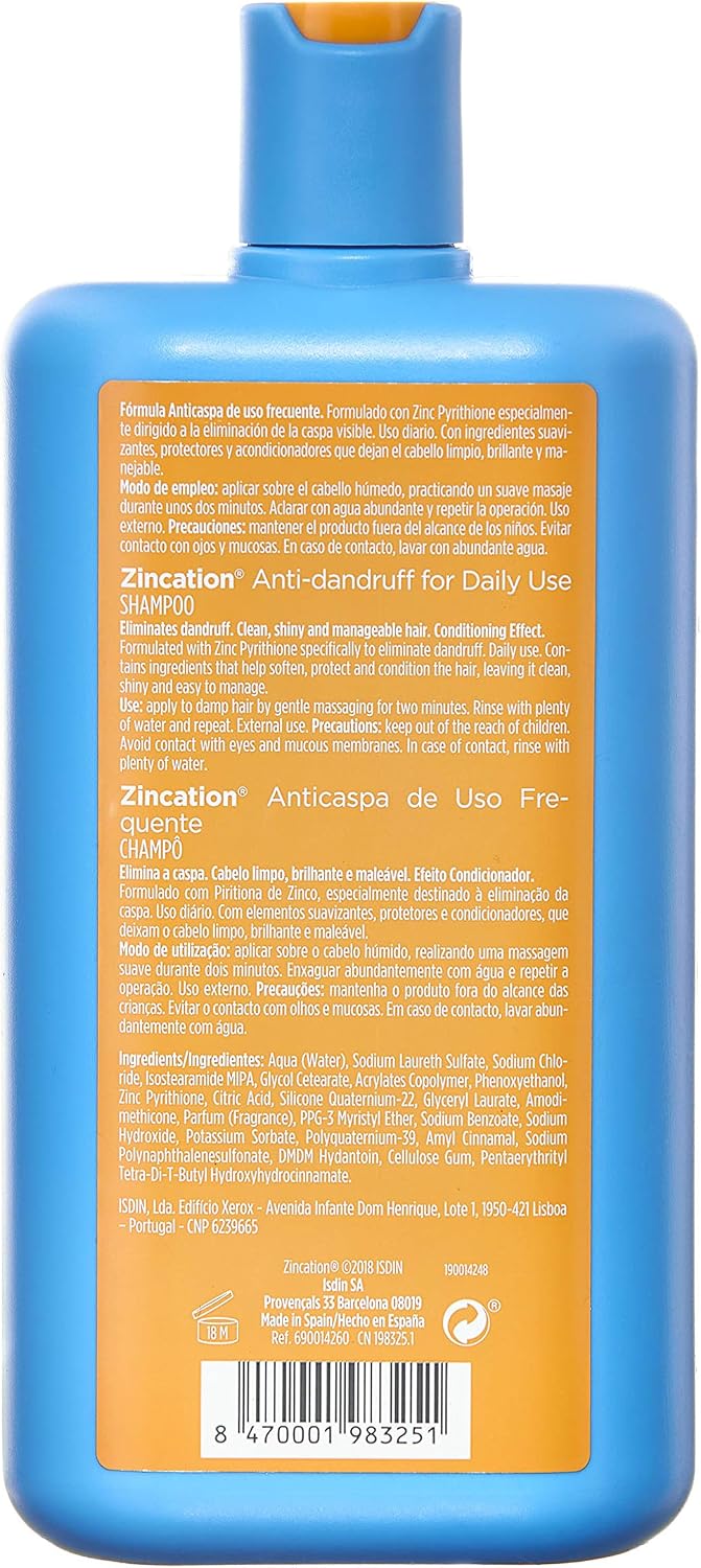 Isdin Zincation Anti-Dandruff Shampoo Frequent Use - 1 x 400 ml, white, 400 ml (Pack of 1) - Image 3